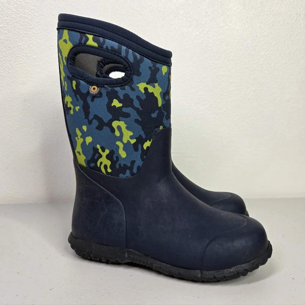 Bogs K YORK NEO CAMO Kids Blue and Green Camouflage Rain Snow Boots